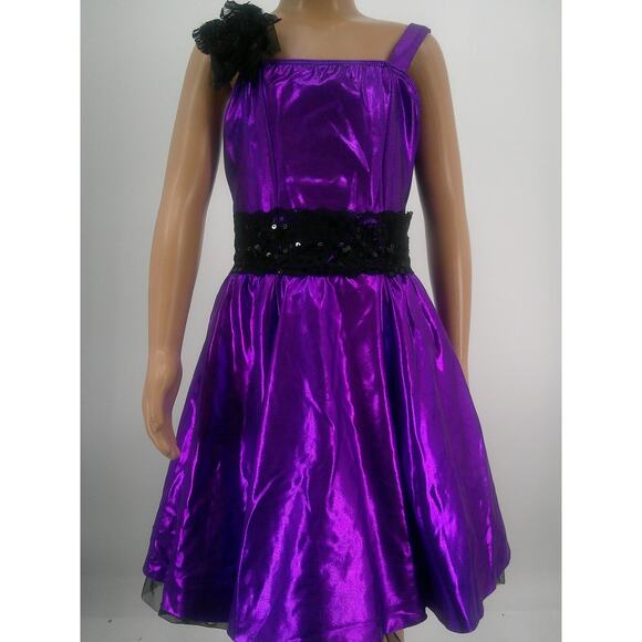Dance Costume Revolution 0507 Large Child Purple Dress Jazz Tap Sequins Pageant - Picture 1 of 4